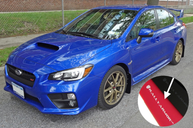 Rally Armor 15-21 Subaru WRX/STI (Sedan ONLY) Red UR Mud Flap w/ White Logo MF32-UR-RD/WH