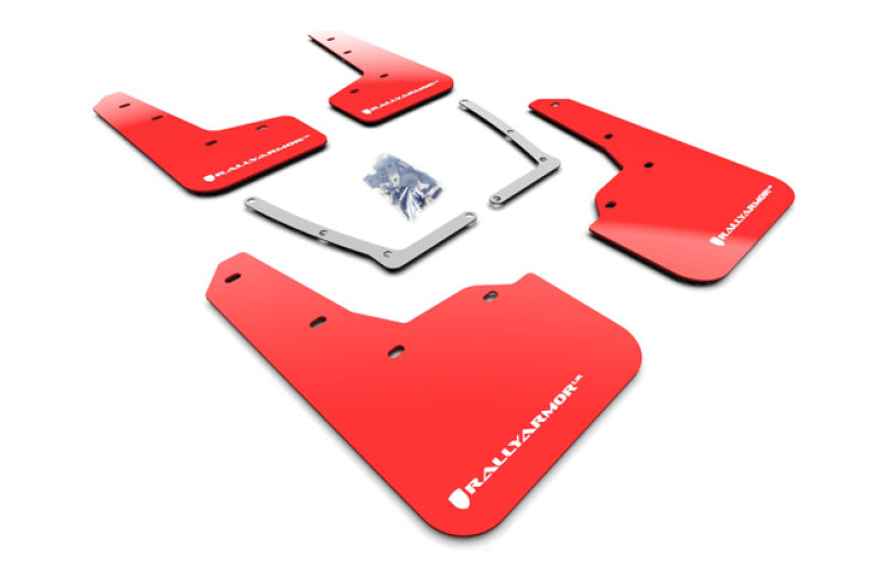 Rally Armor 16-21 Honda Civic Si Coupe Red UR Mud Flap w/ White Logo MF50-UR-RD/WH