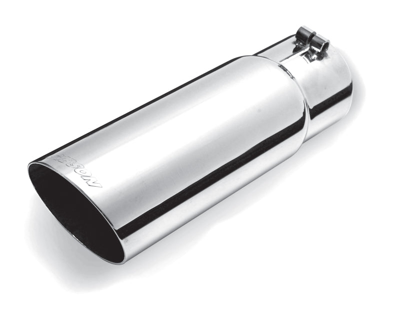 Gibson Round Single Wall Angle-Cut Tip - 4in OD/3.5in Inlet/12in Length - Stainless 500380