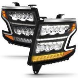 ANZO 15-20 Chevy Tahoe/Suburban LED Light Bar Style Headlights Black w/Sequential w/DRL w/Amber 111478