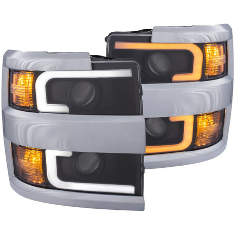 ANZO Projector Headlights 15-17 Chevrolet Silverado 2500HD / 3500HD Black w/ Chrome Rim 111365