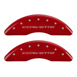MGP 4 Caliper Covers Engraved Front & Rear C7/Corvette Red finish silver ch 13084SCV7RD