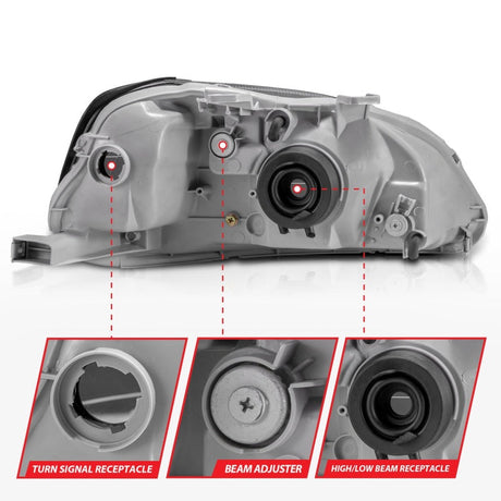ANZO 1999-2000 Honda Civic Crystal Headlights Black 121070