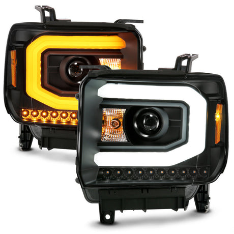 ANZO GMC SIERRA 1500 14-15 2500H/15-19 Projector Headlight Plank Style Black w/ Switchback (Halogen) 111487