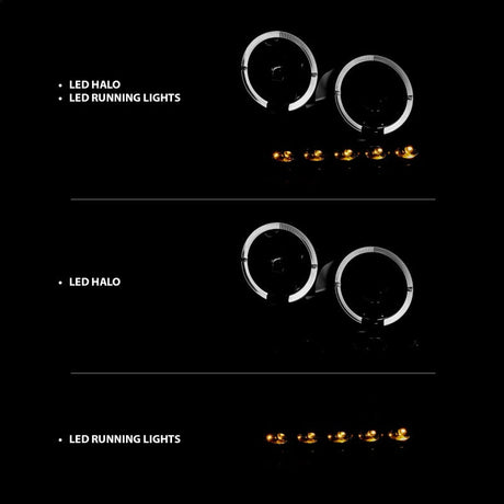 ANZO 2004-2008 Ford F-150 Projector Headlights w/ Halo and LED Black G2 111204