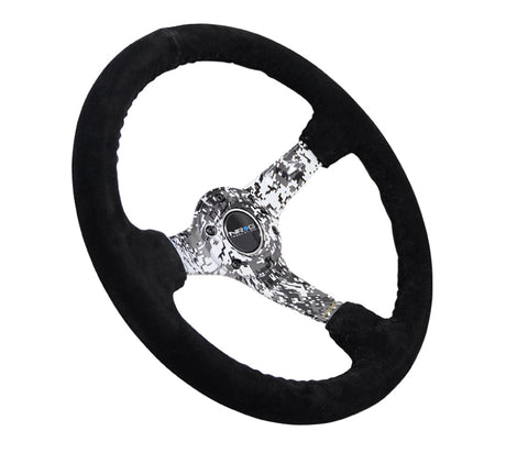 NRG Reinforced Steering Wheel (350mm / 3in. Deep) Blk Suede w/Hydrodipped Digi-Camo Spokes RST-036DC-S