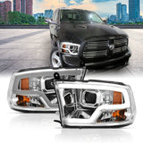 ANZO 09-18 Dodge Ram 1500 Plank Style Projector Headlights Chrome w/ Halo 111405