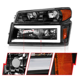 ANZO 04-12 GM Colorado/Canyon/I-Series Crystal Headlights - w/ Light Bar Black Housing 4pcs 111558