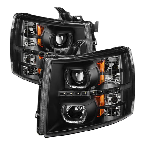 Xtune Chevy Silverado 1500/2500/3500 07-13 LED Halo Projector Headlights Black PRO-JH-CSIL07-CFB-BK 9032189