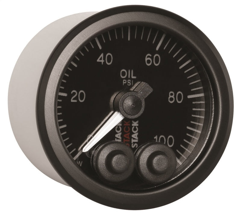 Autometer Stack Instruments Pro Control 52mm 0-100 PSI Oil Pressure Gauge - Black (1/8in NPTF Male) ST3502