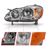 ANZO 2005-2008 Toyota Corolla Crystal Headlight Chrome Amber 121540