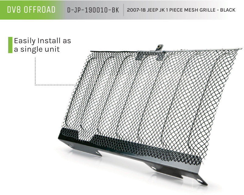 DV8 Offroad 2007-2018 Jeep JK Black Mesh Grille D-JP-190010-BK