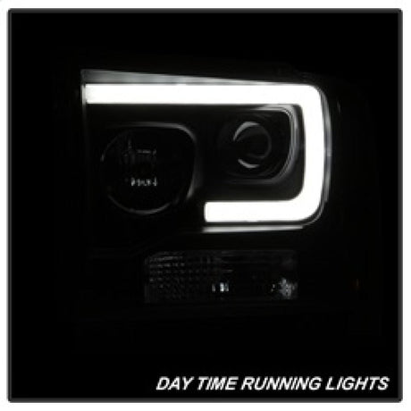 Spyder Ford F250/350/450 05-07 Projector Headlights - Light Bar DRL LED - Black PRO-YD-FS05V2-LB-BK 5084507