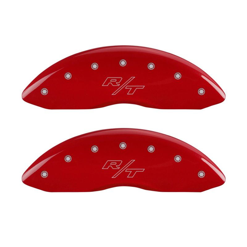 MGP 4 Caliper Covers Engraved Front & Rear Vintage Style/RT Red finish silver ch 12162SRTRRD