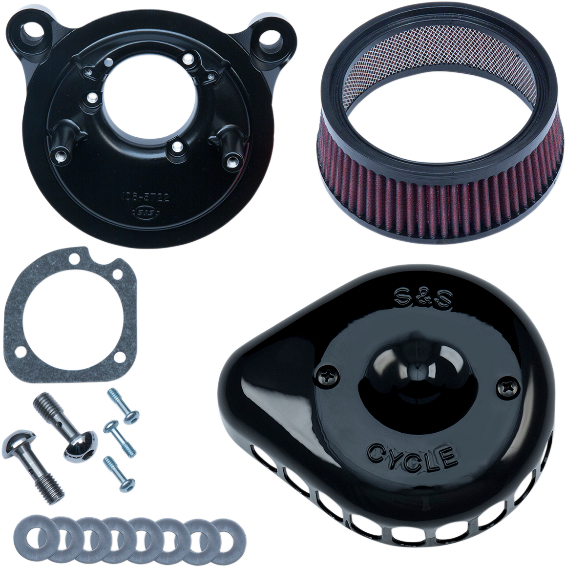 S&S CYCLE Mounted Air Cleaner - Black - Twin Cam 170-0442