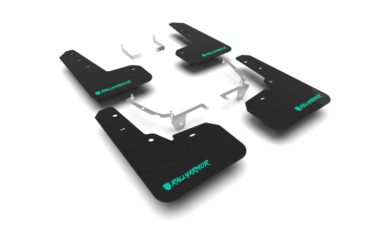 Rally Armor 13-17 Subaru Crosstrek XV Black UR Mud Flap w/ Teal Altered Font Logo MF26-UR-BLK/TL-X