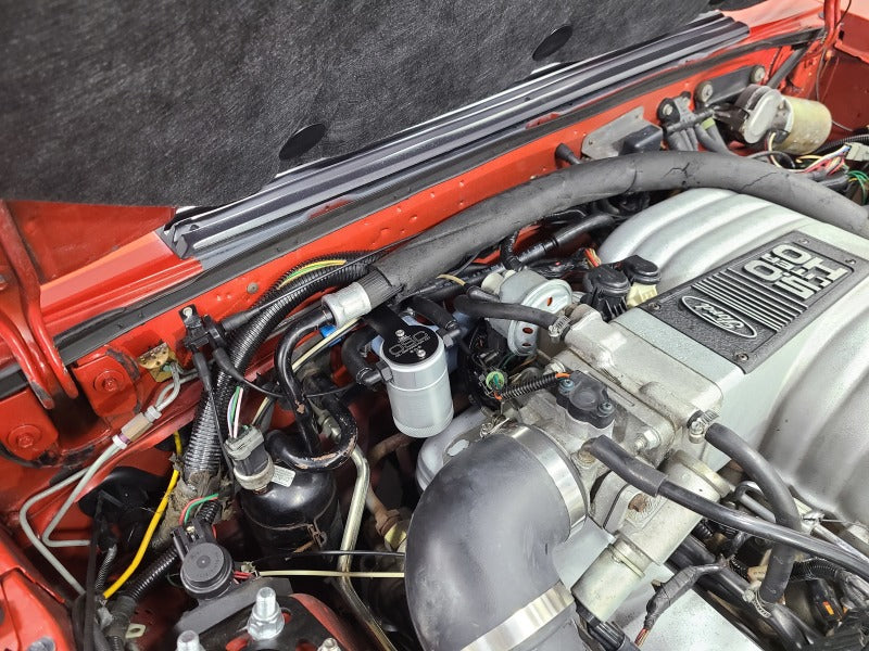 J&L 86-93 Ford Mustang 5.0 302 Passenger Side Oil Separator 3.0 - Clear Anodized 3045P-C