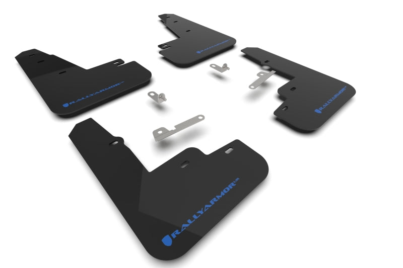 Rally Armor 21-23 Ford Mustang Mach-E Black UR Mud Flap w/ Light Blue Logo MF96-UR-BLK-NB