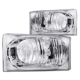 ANZO 2000-2004 Ford Excursion Crystal Headlights Chrome 2pc 111023