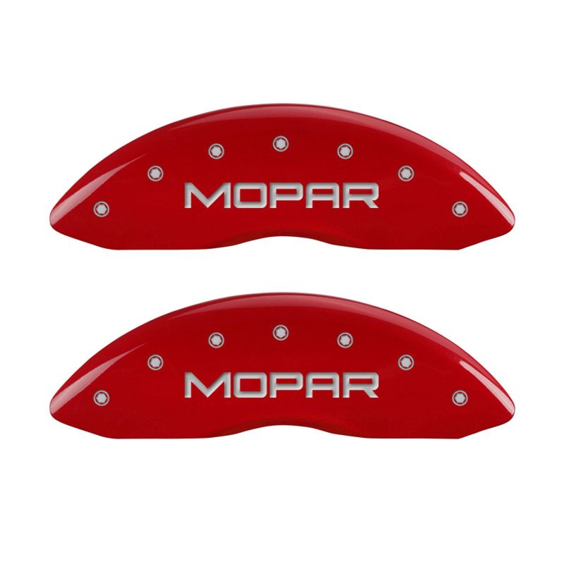 MGP 4 Caliper Covers Engraved Front & Rear MOPAR Red finish silver ch 12162SMOPRD