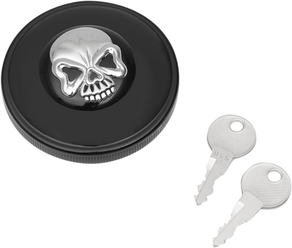 DRAG SPECIALTIES Gas Cap - Non-Vented Skull Locking - Black 03-0320ABS-B