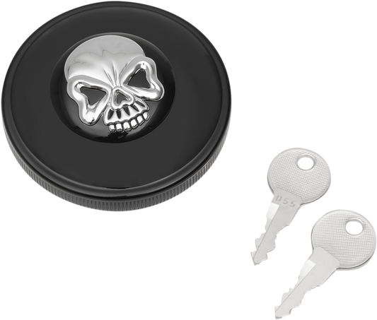 DRAG SPECIALTIES Gas Cap - Non-Vented Skull Locking - Black 03-0320ABS-B