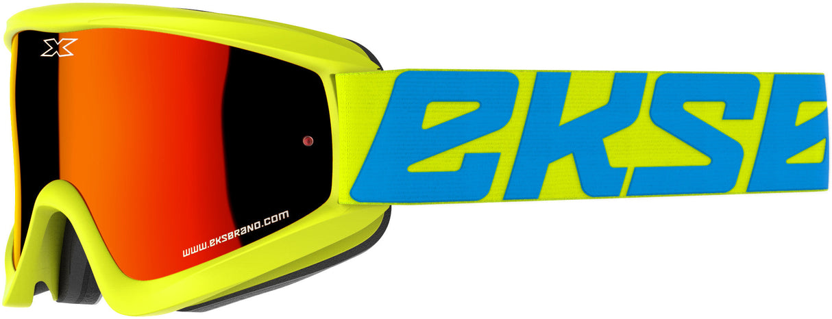 EKS BRAND Flat-Out Goggle Flo Yellow W/Red Mirror 067-10470