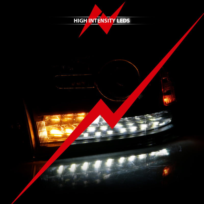 ANZO 2009-2018 Dodge Ram 1500 Projector Headlights Plank Style Halo w/Switchback Matte Black 111489