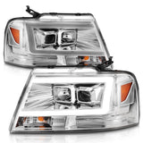 ANZO 2004-2008 Ford  F-150 Projector Headlights w/ Light Bar Chrome Housing 111542