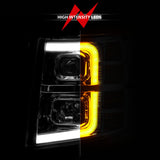 ANZO 2007-2013 Chevrolet Silverado 1500 Projector w/ Light Bar Chrome Housing w/ Sequential 111546