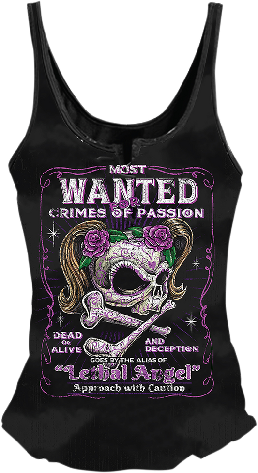 LETHAL THREAT Women's Most Wanted Tank Top - Black - 1XL LA205961X