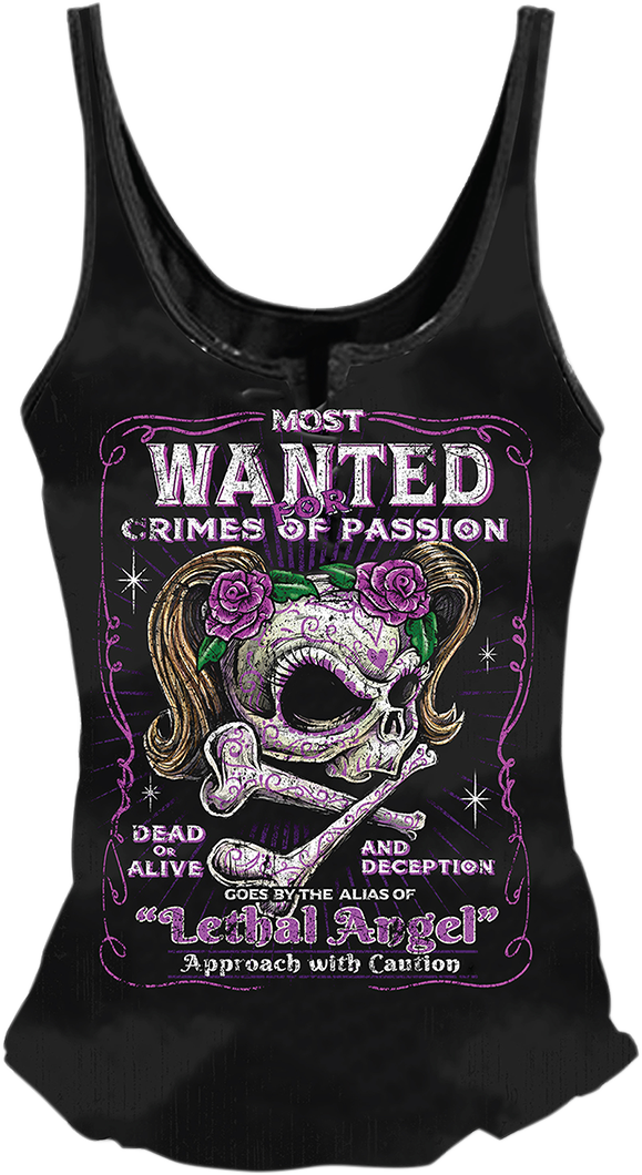 LETHAL THREAT Women's Most Wanted Tank Top - Black - 1XL LA205961X