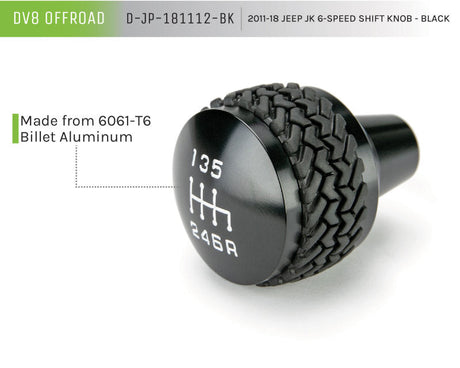 DV8 Offroad 2011-2018 Jeep JK 6-Speed Shift Knob Black D-JP-181112-BK