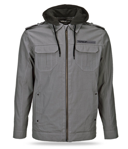 FLY RACING Waxed Jacket W/Hood Grey Md 354-6136M