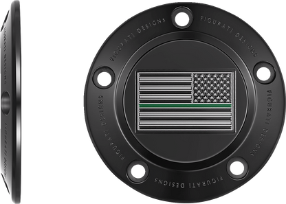 FIGURATI DESIGNS Timing Cover - 5 Hole - American - Green Line - Black FD72-TC-5H-BLK