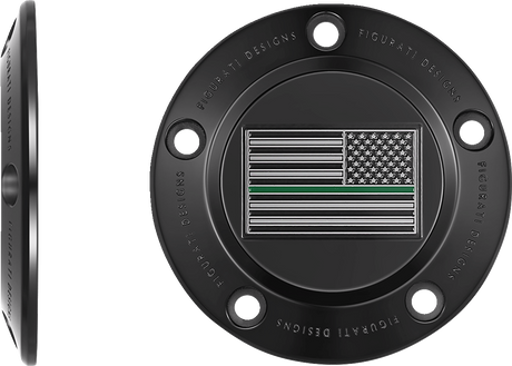 FIGURATI DESIGNS Timing Cover - 5 Hole - American - Green Line - Black FD72-TC-5H-BLK