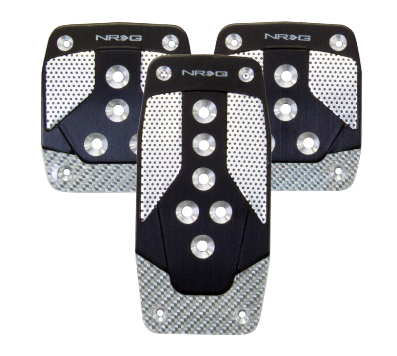 NRG Aluminum Sport Pedal M/T - Black w/Silver Carbon PDL-400BK