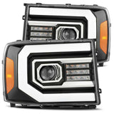 AlphaRex 07-13 GMC 1500HD PRO-Series Proj Headlights Plank Style Gloss Blk w/Activ Light/Seq Signal 880605