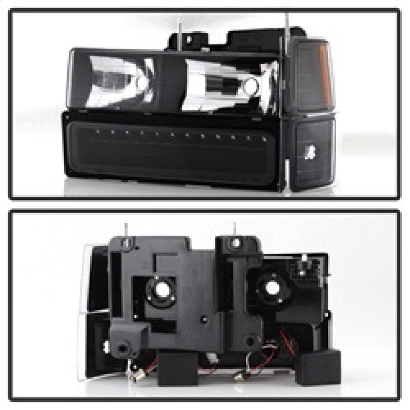 Xtune 92-94 Blazer Full Size Corner/LED Bumper Headlights Black HD-JH-CCK88-LED-AM-BK-SET 5069542