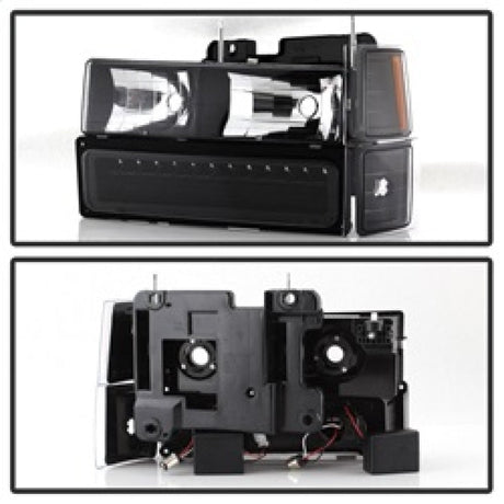 Xtune 92-94 Blazer Full Size Corner/LED Bumper Headlights Black HD-JH-CCK88-LED-AM-BK-SET 5069542