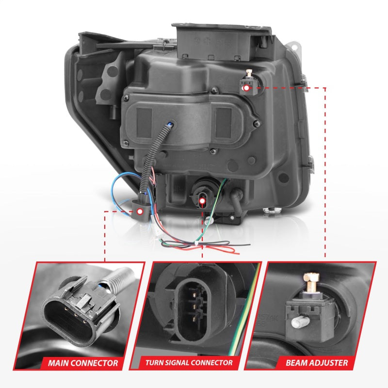 ANZO 2007-2012 Dodge Nitro Projector Headlights w/ Halo Black (CCFL) G2 111145