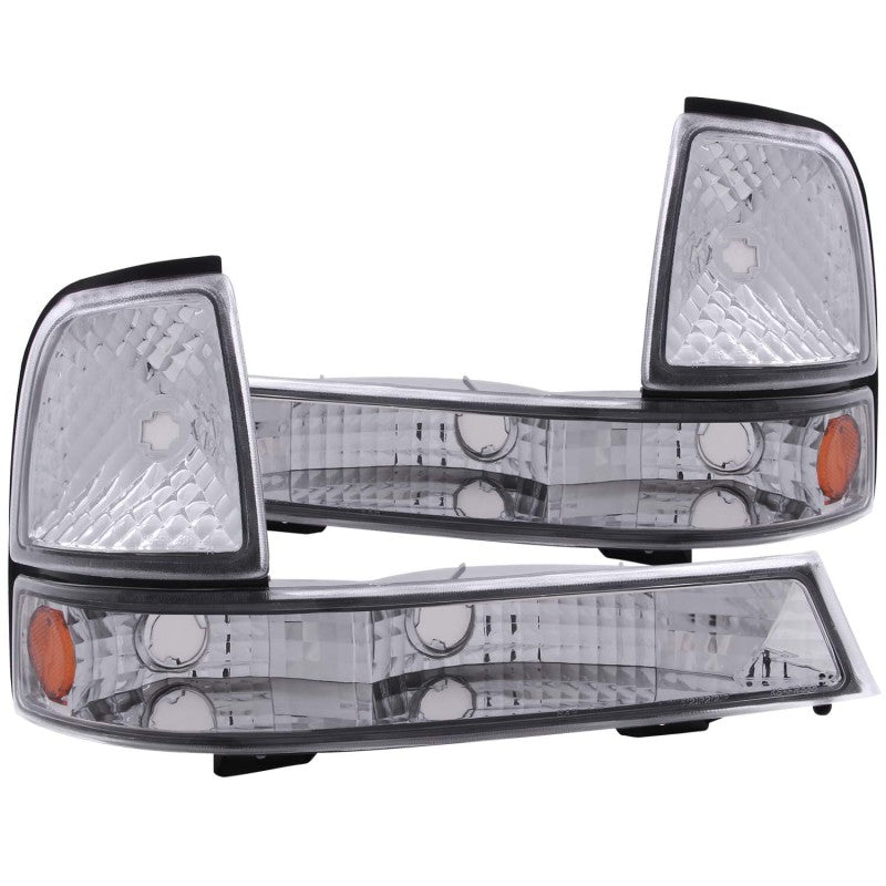 ANZO 1998-2000 Ford Ranger Euro Parking Lights Chrome w/ Amber Reflector 511003