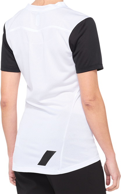 100% Women's Ridecamp Jersey - Short-Sleeve - White/Black - Small 40035-00010