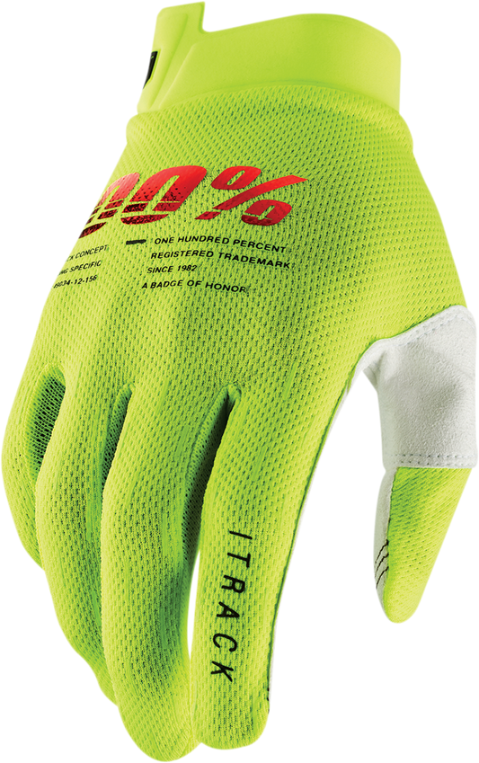 100% iTrack Gloves - Fluo Yellow - Medium 10008-00011