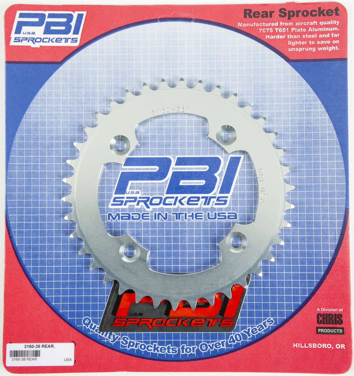 PBIRear Sprocket Aluminum 38t-520 Hon3160-38-3