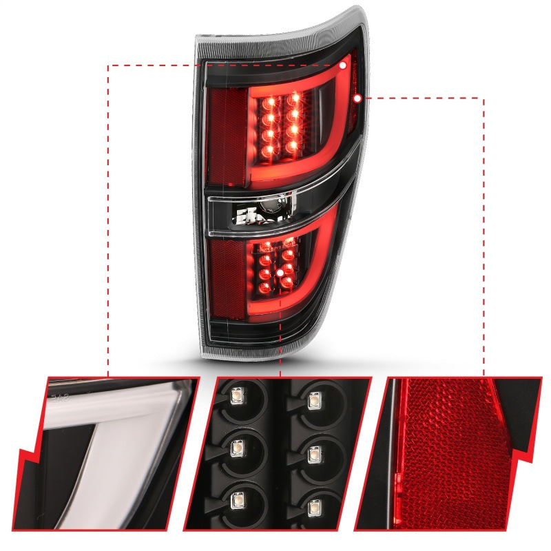 ANZO 2009-2013 Ford F-150 LED Taillights Black 311257