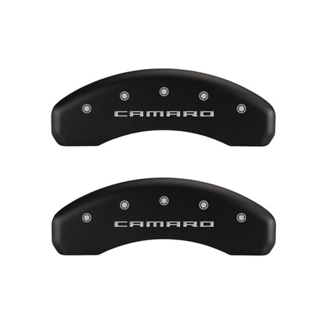 MGP 4 Caliper Covers Engraved Front & Rear Gen 5/Camaro Red finish silver ch 14036SCA5RD