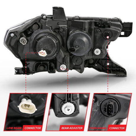 ANZO 2016-2017 Toyota Tacoma Projector Headlights w/ Plank Style Switchback Black w/ Amber 111396