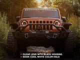Raxiom 97-18 Jeep Wrangler TJ/JK Axial Halo Headlights w/ DRL Amber Signals- Blk Hsng (Clear Lens) J108037