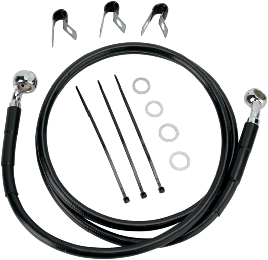 DRAG SPECIALTIES Brake Line - Front - Black - +2" - '00-'07 FLST 660214-2BLK